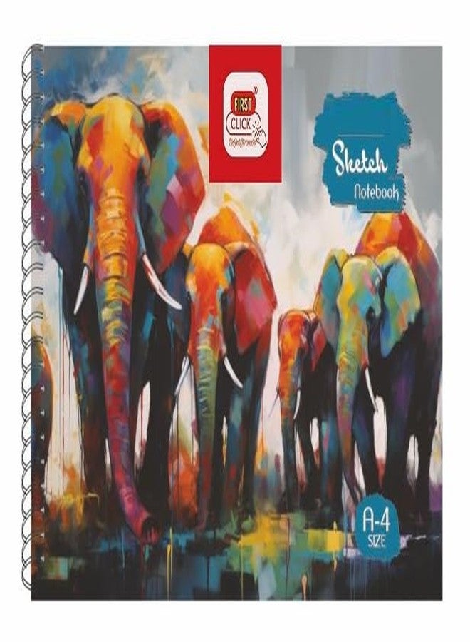 FIRST CLICK دفتر رسم فيرست كليك، مقاس A4، 140 غرام/متر مربع، 50 ورقة + 50 ورقة زبدة، (100 صفحة) دفتر رسم حلزوني مثالي للرسم والتلوين. (تصميم الغلاف حسب المتوفر) ورق أبيض ناصع - Image 4